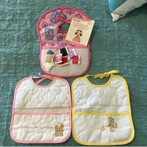 Baby Wares Cross Stitch Baby Girl Bibs Destash Lot of 3